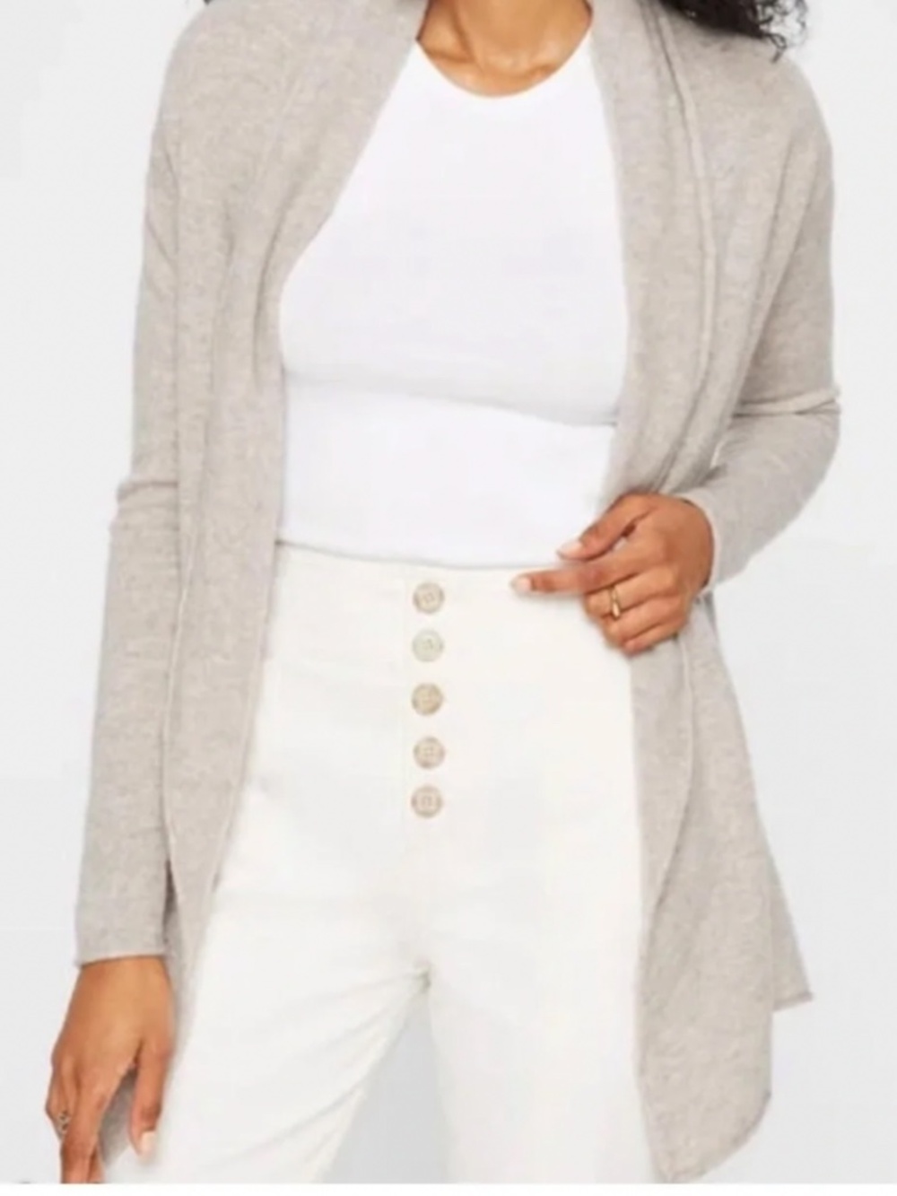 Club Monaco 100% Cashmere Open Cardigan – Heather Grey XS/S